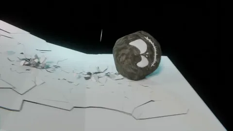 Fall of a Big Rock Simulation - Blender scenes