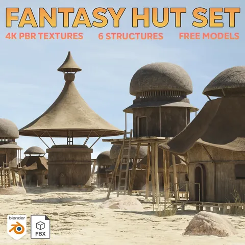 Fantasy Hut Set - Blender 3d models