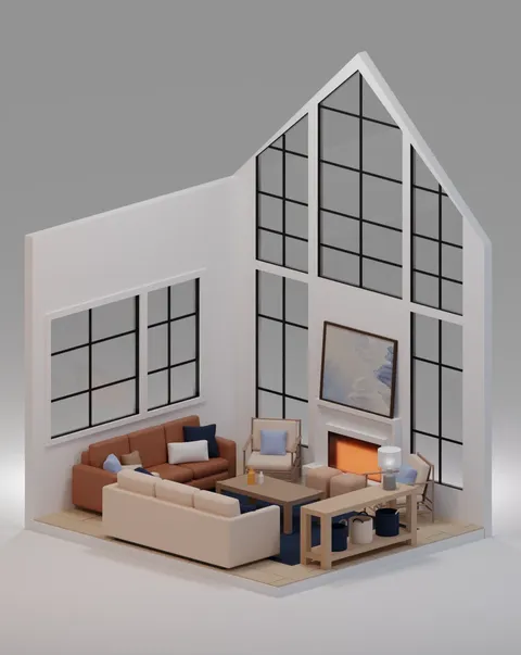 Farmhouse Living Room - Blender scenes