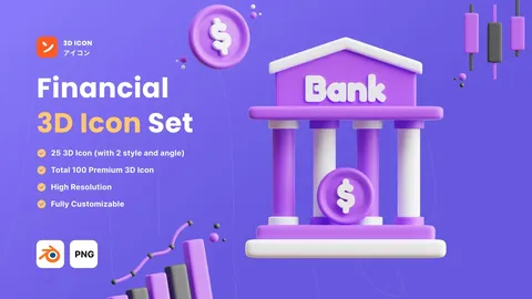 Financial 3D Icon Set - Blender 3d models