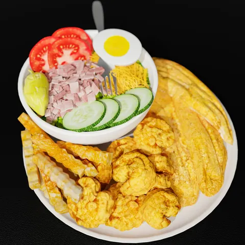 Fish & Shrimp Dinner - Blender 3d models