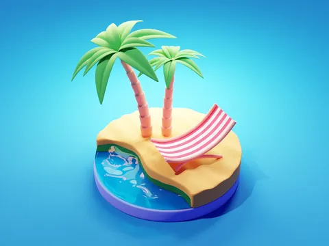 Animated Beach Scene - Blender scenes