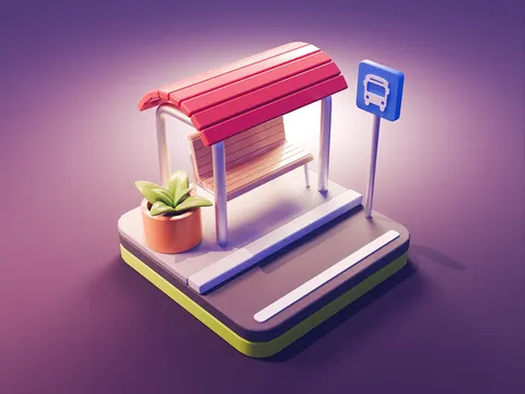 Bus Stop Scene - Blender scenes