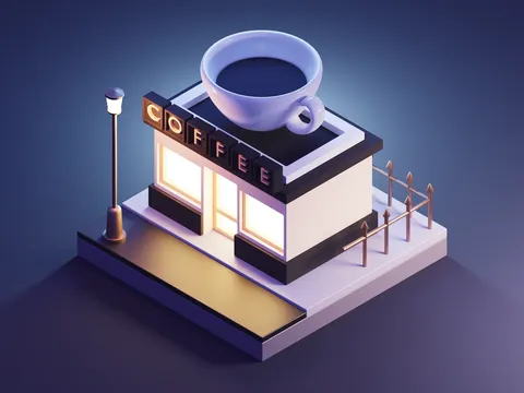 3D Coffeeshop Scene - Blender scenes