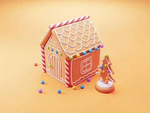 Gingerbread House Scene - Blender scenes