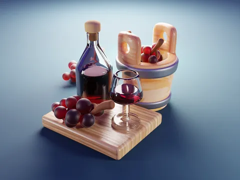 Glass And Bottle Scene - Blender scenes