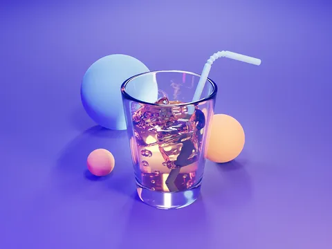 3D Glass With Ice - Blender scenes