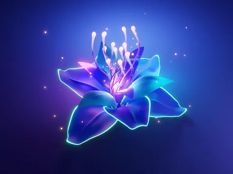 Glowing Flower Scene - Blender scenes