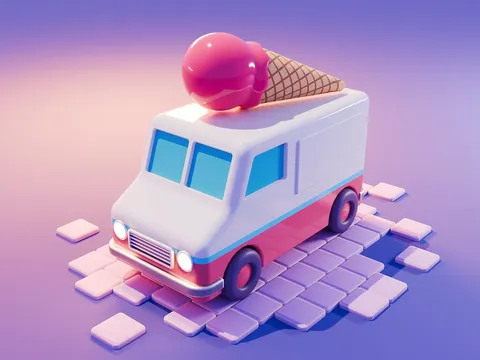 Ice Cream Truck Scene - Blender scenes