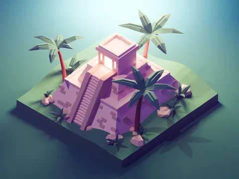 Low Poly Temple Scene - Blender scenes