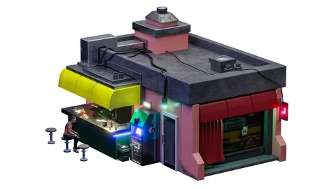 Cyberpunk Fast Food Restaurant - Blender 3d models
