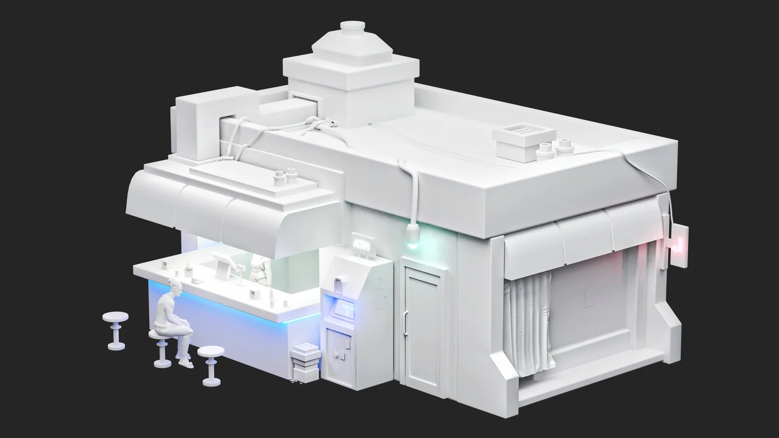 Cyberpunk Fast Food Restaurant screenshot 2