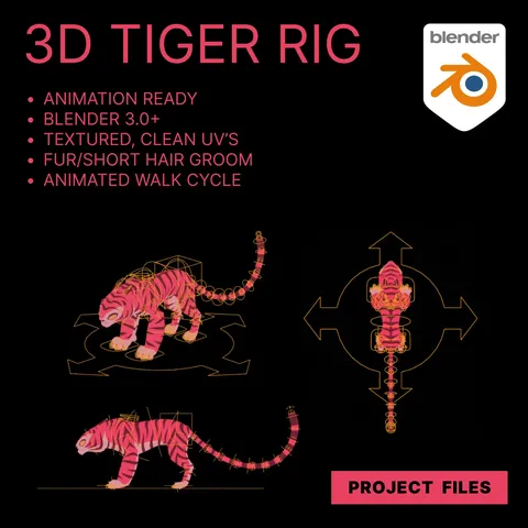 Tiger Creature Rig - Blender 3d models