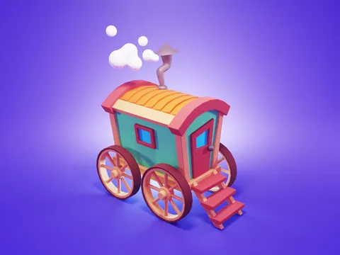 Cartoon Wagon Scene - Blender scenes