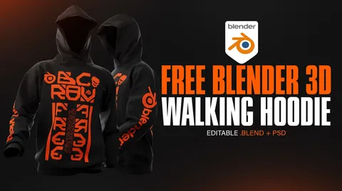 Walking Hoodie Mockup - Blender 3d models