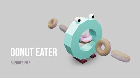 Donut Eater Animation Loop - Blender scenes