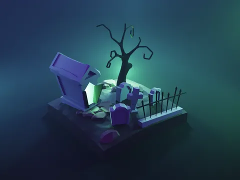 Low Poly Graveyard - Blender scenes