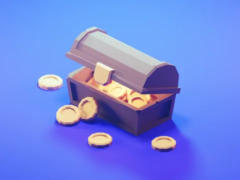 Low Poly Treasure Chest - Blender scenes
