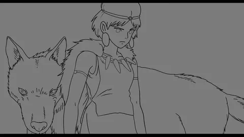 Princess Mononoke 2D Animation Scene - Blender scenes