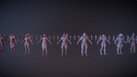 52 Monsters Base Meshes - Blender 3d models