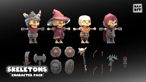 Animated Skeletons - Blender 3d models