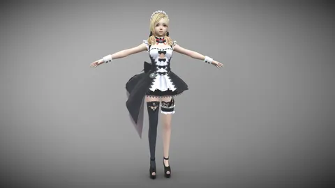 Anime Maid Mage Girl - Blender 3d models