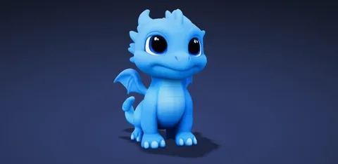 Cute Blue Dragon - Blender 3d models