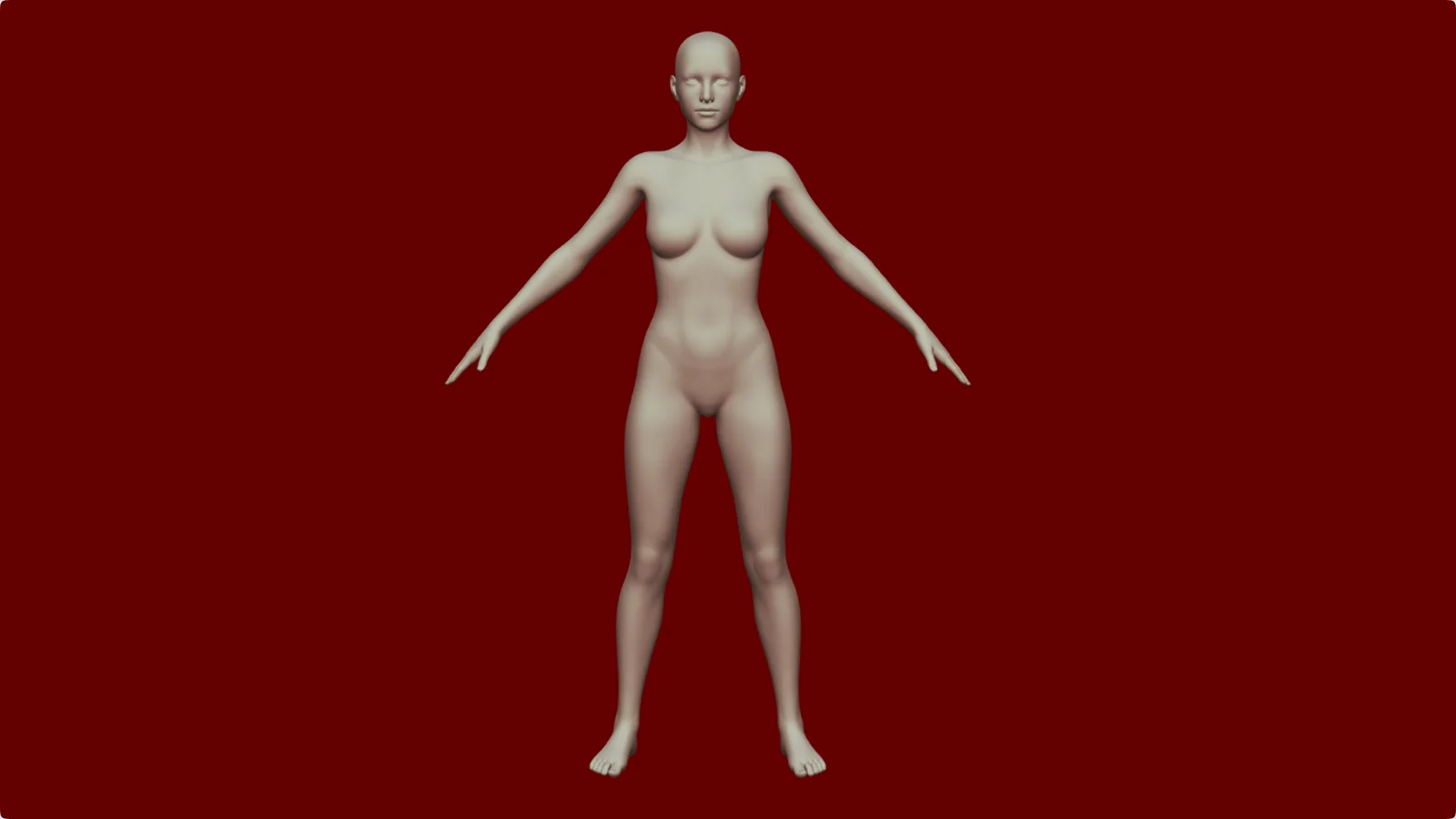 Rigged Female Body Base Mesh screenshot 2
