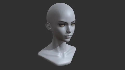 Stylized Anime Female Head - Blender 3d models