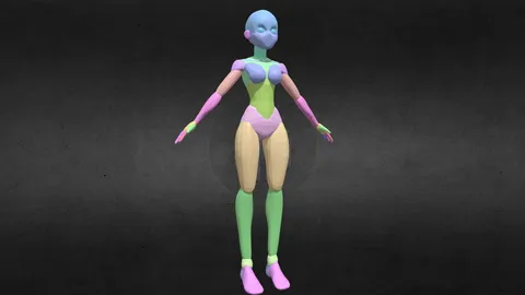 Toon Female Base Mesh - Blender 3d models