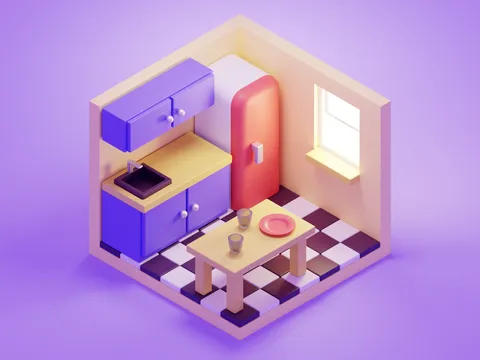 Stylized Kitchen Scene - Blender scenes