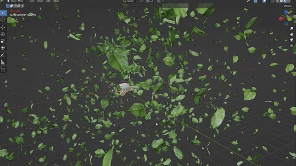 Windy Leaves Simulation - Blender geometry nodes