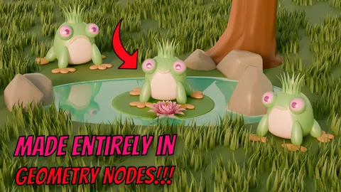 Frogs in a Pond - Blender geometry nodes