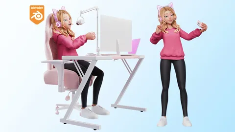 Gamer Girl White Woman - Blender 3d models