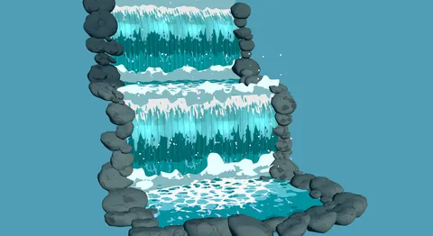 Ghibli-Inspired Waterfall - Blender scenes