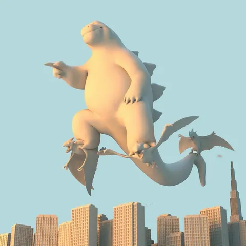 Godzilla Cute Sculpt - Blender 3d models