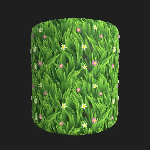 Stylized Grass with Flowers - Blender textures & materials