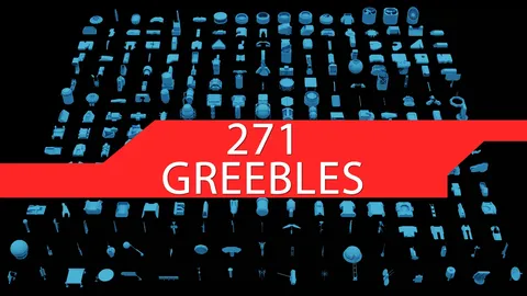 Lowpoly Greeble Kitbash Pack - Blender 3d models