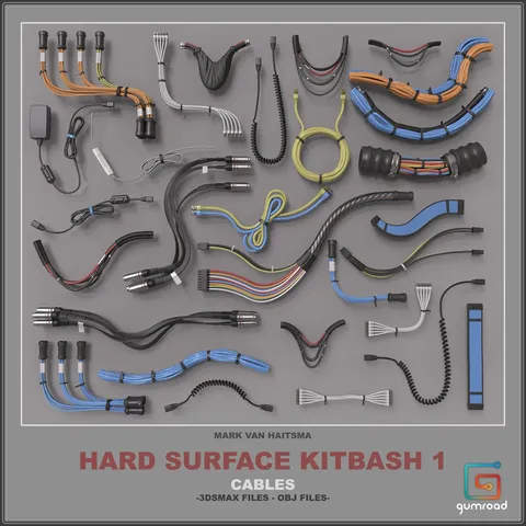 Hard Surface Kitbash Cables - Blender 3d models