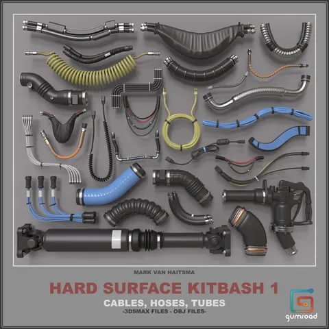 Cables, Hoses & Tubes Kitbash - Blender 3d models
