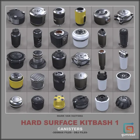 Canister Kitbash Library - Blender 3d models