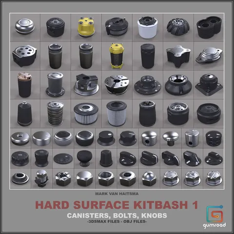 Hard Surface Kitbash Library - Blender 3d models