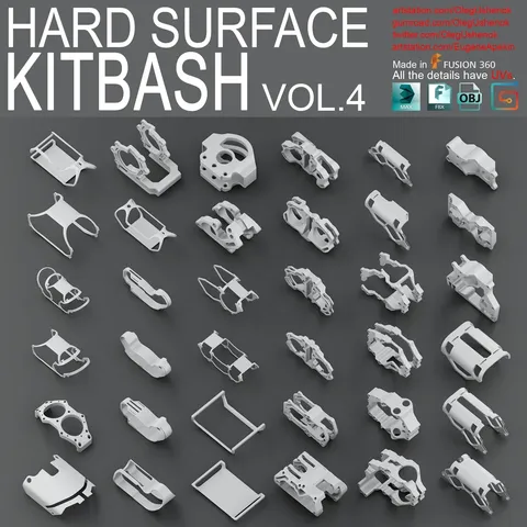 Hard Surface Kitbash Vol 4 - Blender 3d models