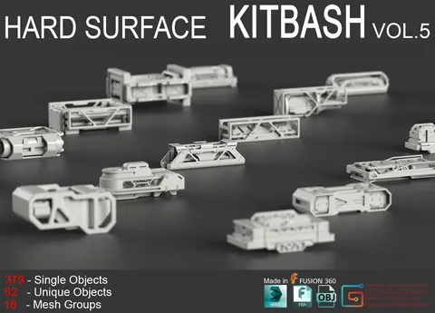 Hard Surface KitBash Vol. 5 - Blender 3d models