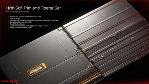 High Sci-Fi Trimsheet & Floater Set - Blender textures & materials