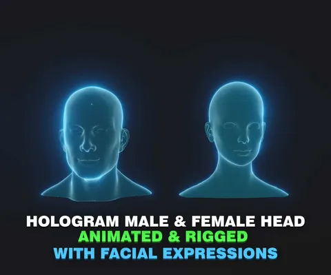 Hologram Male and Female Heads - Blender 3d models