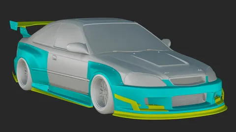 Honda Civic EJ7 Axhe Widebody Kit - Blender 3d models