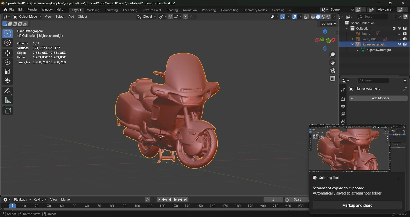 Honda PC800 3D Scan screenshot 2