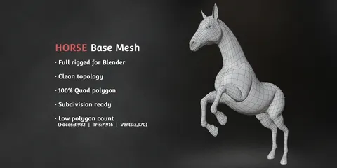 Horse Base Mesh - Blender 3d models