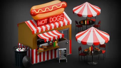Hot Dog Stand - Blender scenes